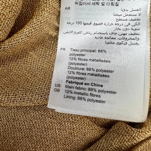 Sandro Emanuelle Metallic Knitted Midi Skirt Pleated High Rise Waisted Slit Gold - Picture 7 of 9